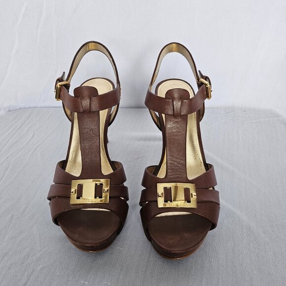 MARC FISHER Brown Stiletto Heels with Gold Accents, Women's Size 6M - Picture 2 of 11
